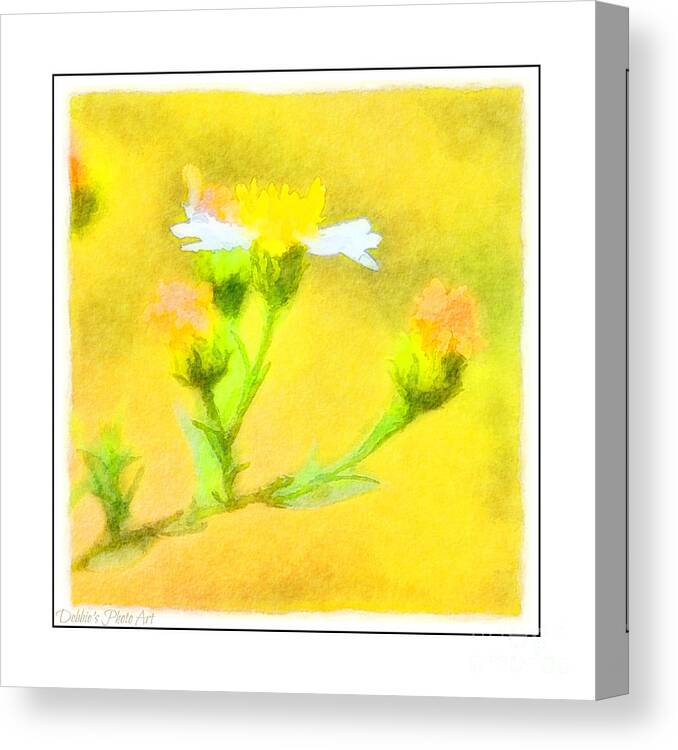 Tiny Canvas Print featuring the photograph Tiny Wildflowers-Digital Paint II - White frame by Debbie Portwood