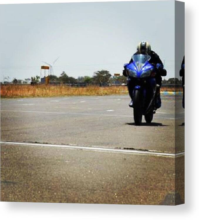 R15 Canvas Print featuring the photograph To The Finish! #racing #yamaha by Sid Suvarna