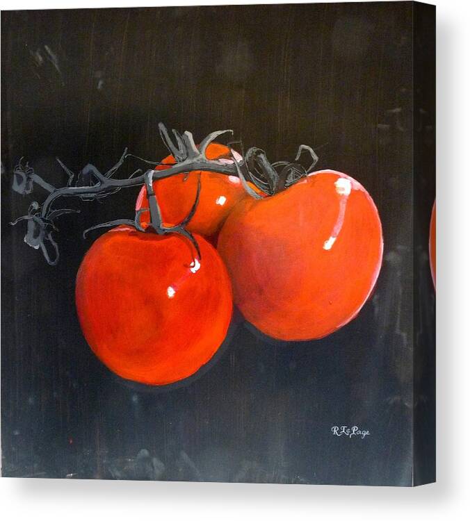 Tomatoes Canvas Print featuring the painting Tomatoes by Richard Le Page