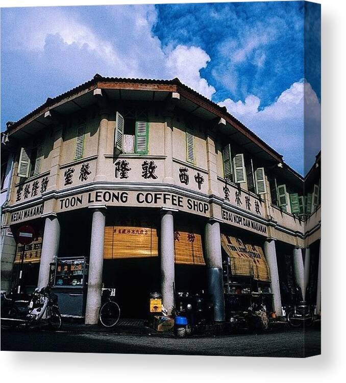 Georgetown Canvas Print featuring the photograph Toon Leong Coffee Shop. A True by David Hagerman