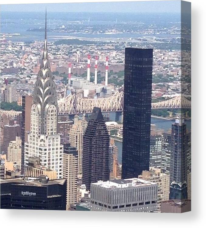 Newyorkcity Canvas Print featuring the photograph Top Of The World. @empirestatebldg by Eve Tamminen