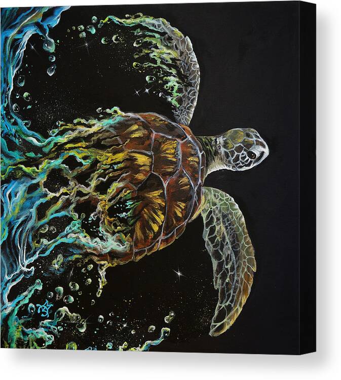 Turtle Canvas Print featuring the painting Tortuga by Marco Aguilar
