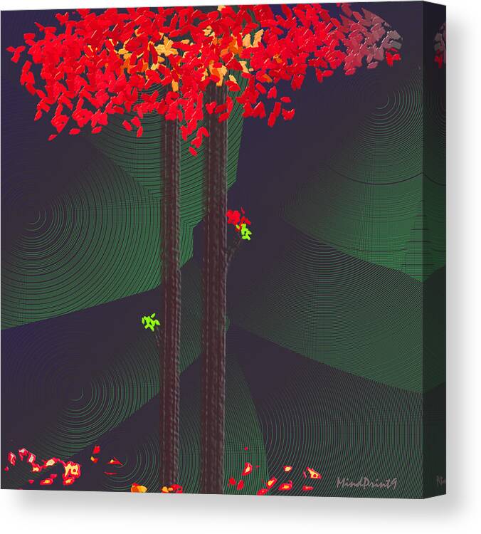 Trees Canvas Print featuring the digital art Trees in Bloom by Asok Mukhopadhyay
