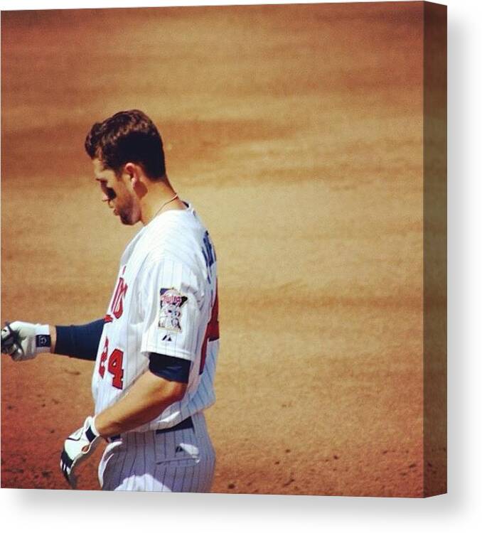 24 Canvas Print featuring the photograph Trevor Plouffe. #24 #mlb #baseball by Jen Hernandez