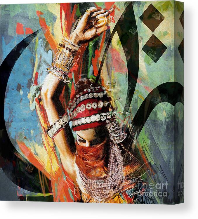 Belly Dance Art Canvas Print featuring the painting Tribal Dancer 4 by Mahnoor Shah