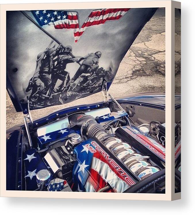 Hemi Canvas Print featuring the photograph Tribute #corvette To All Veterans #usa by Mike Maher