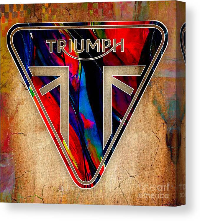 Motorcycle Canvas Print featuring the mixed media Triumph Motorcycle by Marvin Blaine