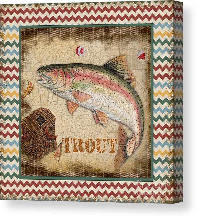 Acrylic Painting Canvas Print featuring the painting Trout-Chevron by Jean Plout