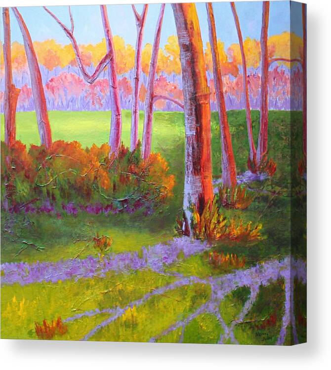 Trees Canvas Print featuring the painting Trunk Show by Nancy Jolley