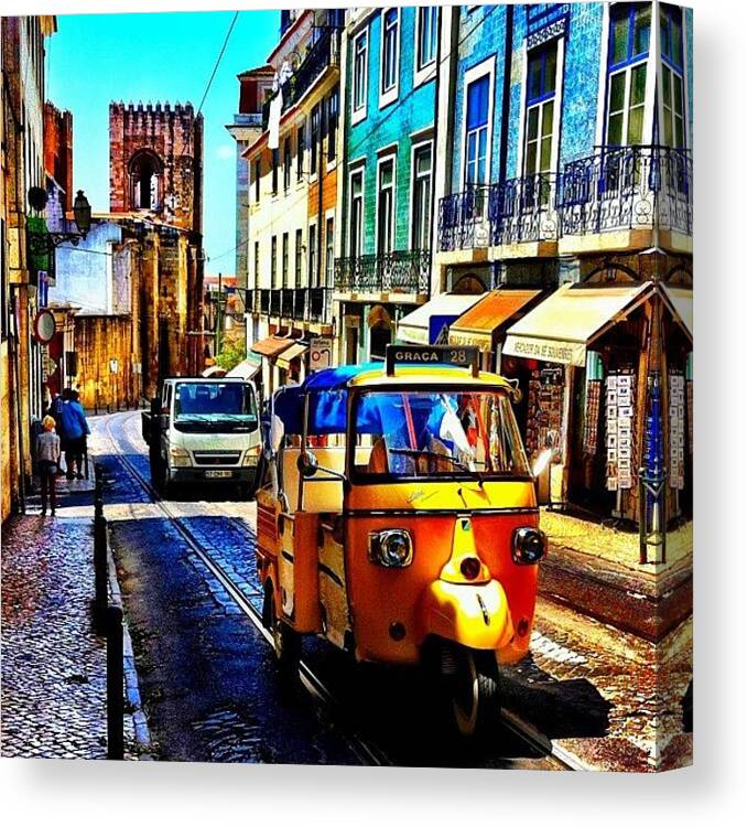 Europe Canvas Print featuring the photograph #tuktuk #transport #lisboa #lisbon by Elisabeth Ostreng