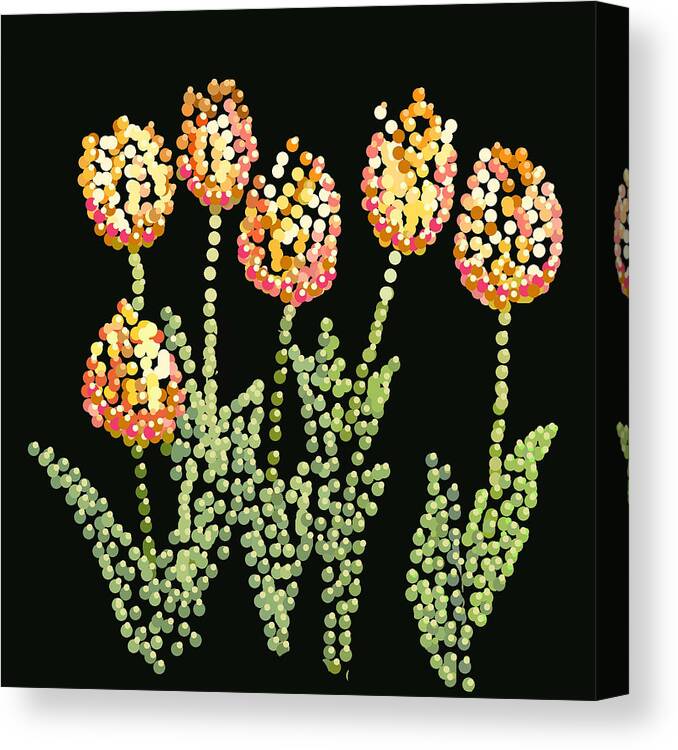 Tulips Canvas Print featuring the digital art Tulips Bedazzled by R Allen Swezey
