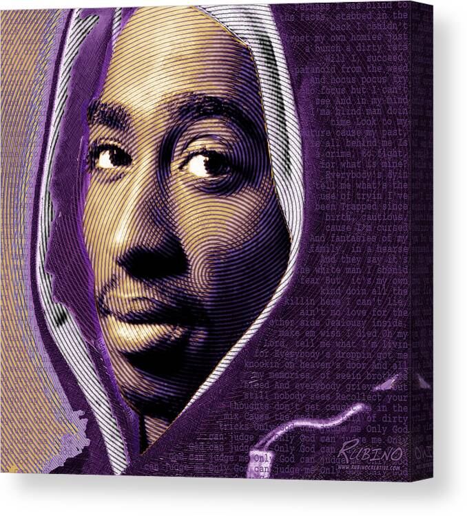 Tupac Shakur Canvas Print featuring the painting Tupac Shakur and Lyrics by Tony Rubino