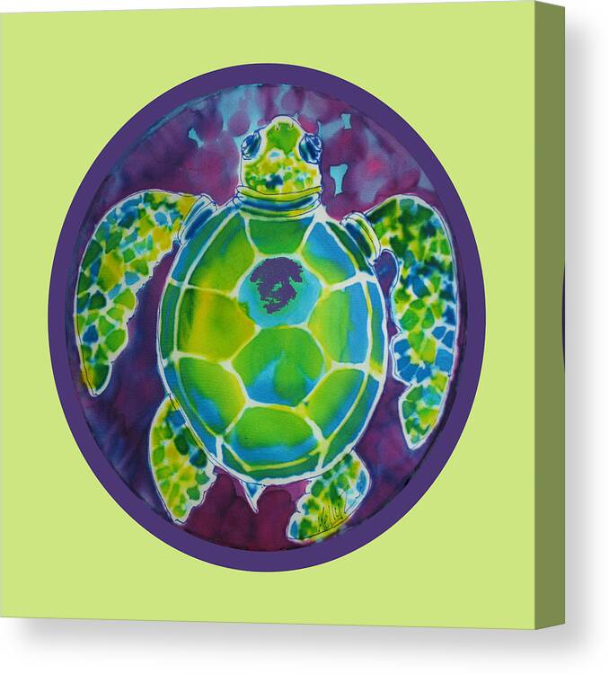 Tutle Canvas Print featuring the painting Turtle Bubble on Sherbert Ocean by Kelly Smith