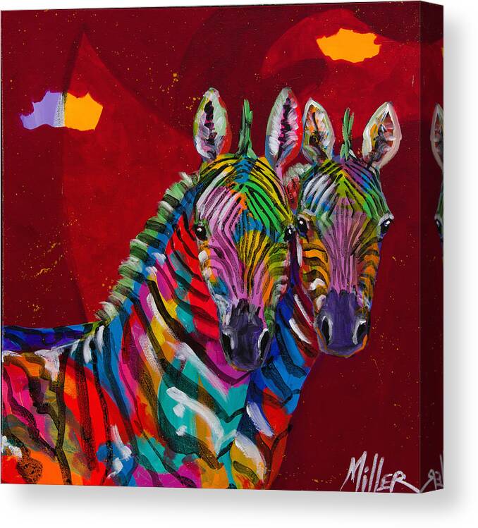 Tracy Miller Canvas Print featuring the painting Twin Zebras by Tracy Miller