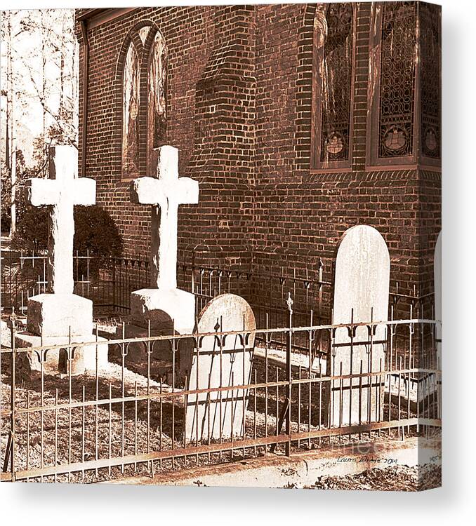 Saint Lukes Church Canvas Print featuring the photograph Two Crosses in Saint Lukes by Artist and Photographer Laura Wrede