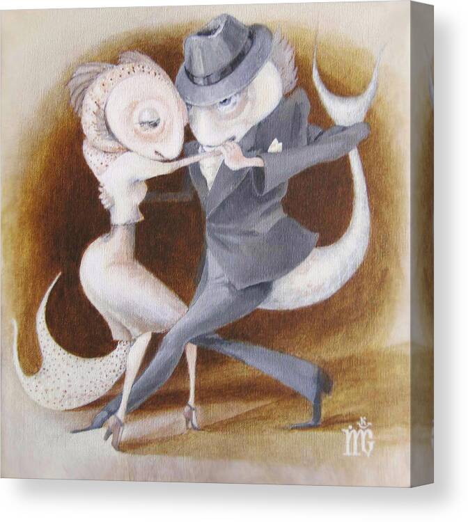 Animals Canvas Print featuring the painting Two to Tango by Marina Gnetetsky