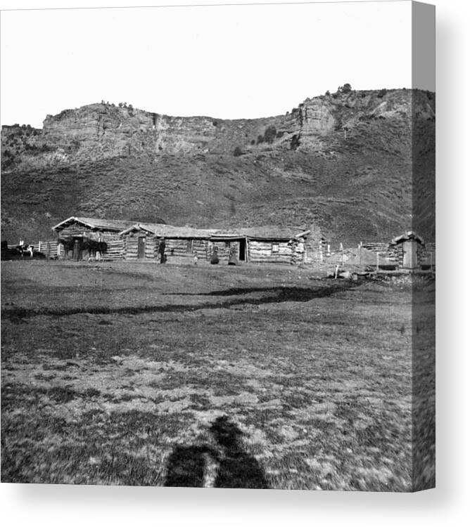 1869 Canvas Print featuring the photograph Utah Log Cabins, C1869 by Granger