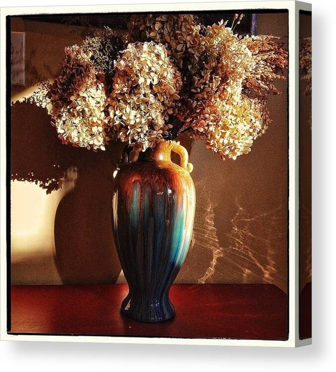 Mobilephotography Canvas Print featuring the photograph Vase And Flowers Still Life by Paul Cutright