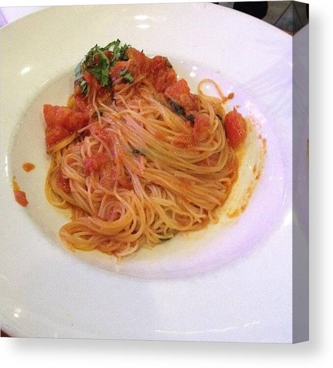 Foodporn Canvas Print featuring the photograph #vegas #lasvegas #pasta #dinner by Rachel Korsen