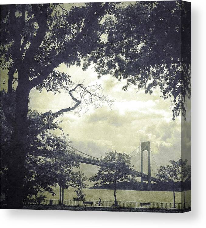 Verrazano Narrows Bridge Canvas Print featuring the photograph Verrazano Bridge from South Brooklyn by Frank Winters