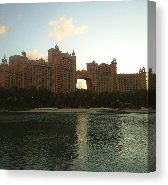  Canvas Print featuring the photograph View From Walk Bridge To Atlantis Hotel by Dixon Lopez