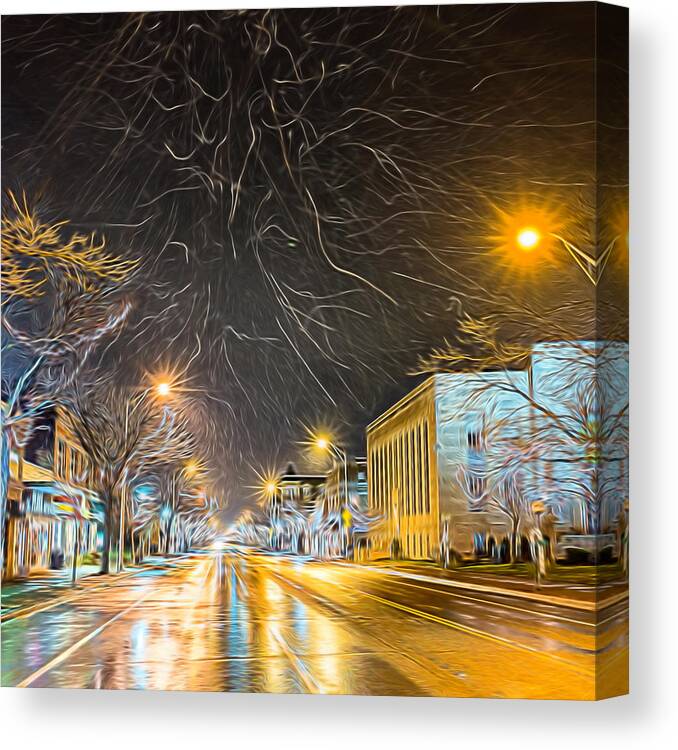 Kinkade Canvas Print featuring the photograph Village Winter Dream - Square by Chris Bordeleau