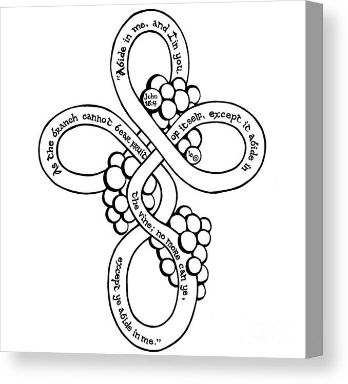 Leigh Eldred Canvas Print featuring the mixed media Vine Cross by Leigh Eldred