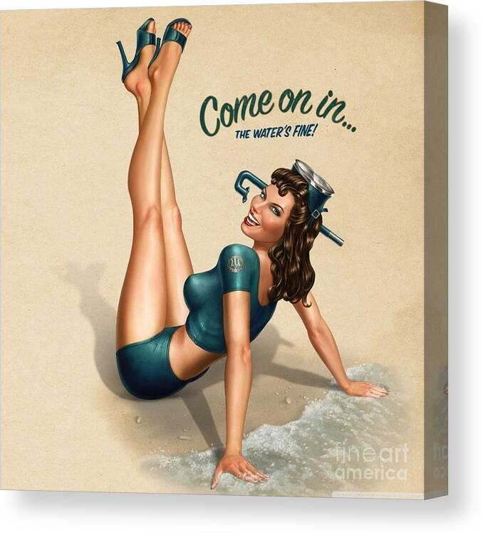Vintage Canvas Print featuring the photograph Vintage 1940's German Pin Up by Action
