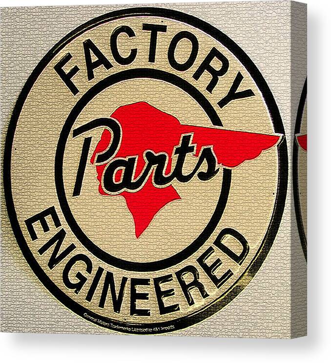 Vintage Factory Parts Engineered Metal Sign Canvas Print featuring the digital art Vintage Factory Parts Engineered Metal Sign by Marvin Blaine
