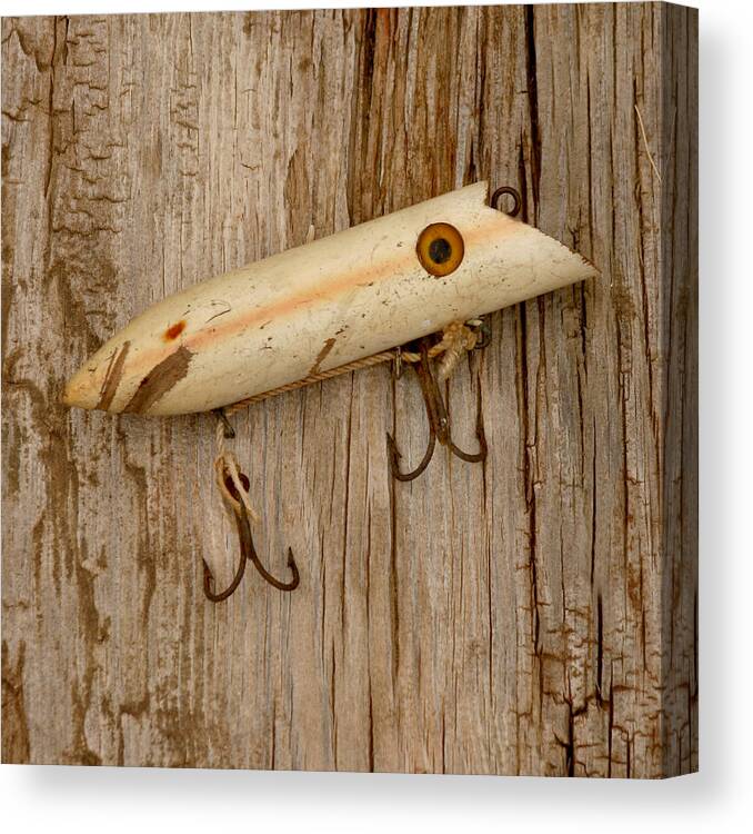 Fishing Canvas Print featuring the photograph Vintage Fishing Lure by Art Block Collections
