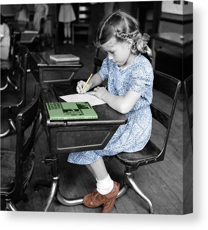 School Canvas Print featuring the photograph Vintage Schoolgirl by Andrew Fare