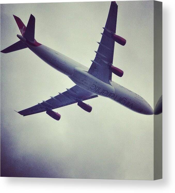 300mm Canvas Print featuring the photograph #virgin #atlantic #air #plane #high by Mateusz Plaza