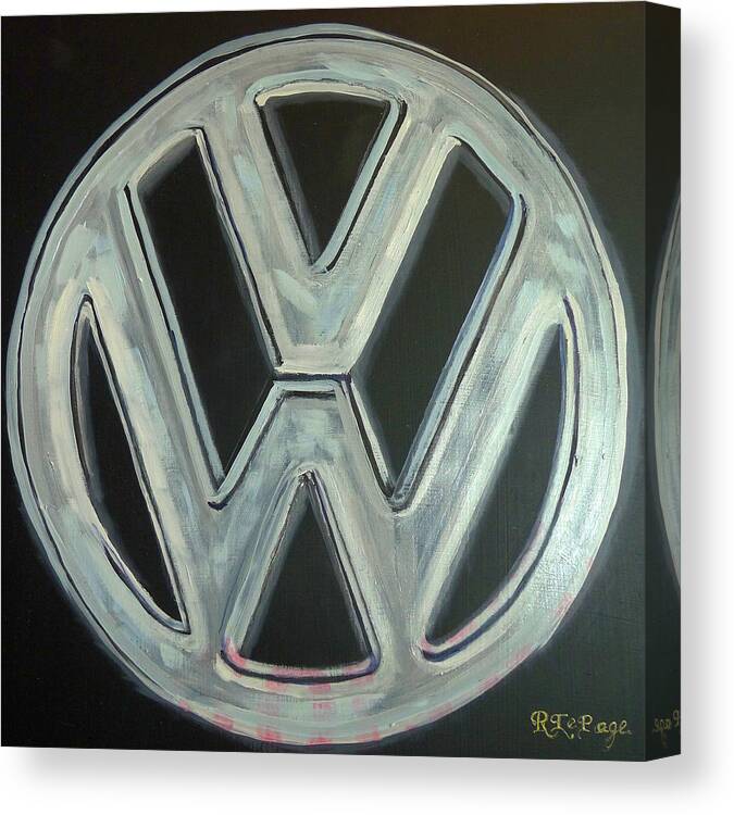 Vw Canvas Print featuring the painting VW Logo Chrome by Richard Le Page