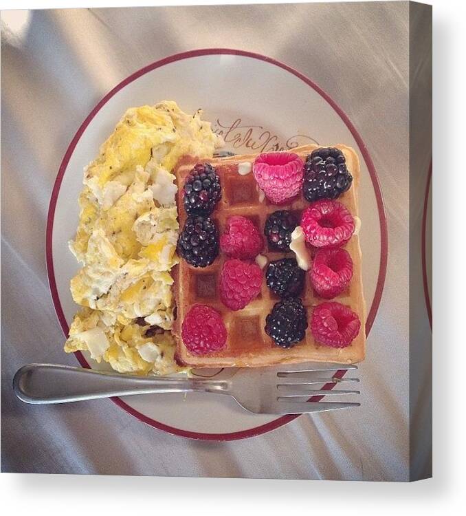  Canvas Print featuring the photograph Waffles And Eggs Are The Best Sick by Monica Flores