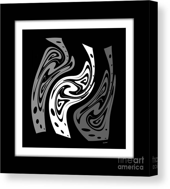 Digital Art Abstract Canvas Print featuring the digital art Warped Abstract in Black and White by Kaye Menner