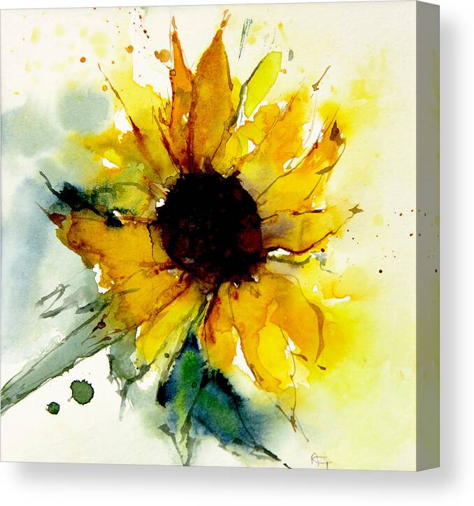 Watercolor Sunflower Canvas Print / Canvas Art By Annemiek Groenhout