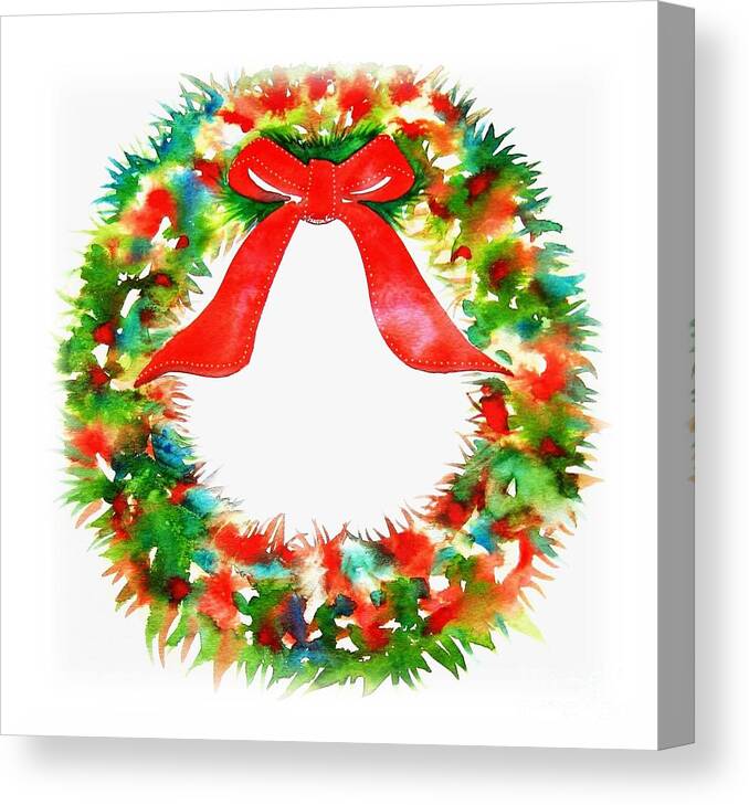 Beautiful Canvas Print featuring the painting Watercolor Wreath by Frances Ku