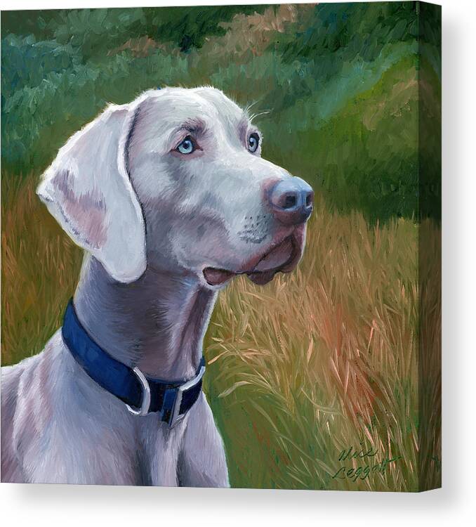 Weimaraner Dog Canvas Print featuring the painting Weimaraner Dog by Alice Leggett