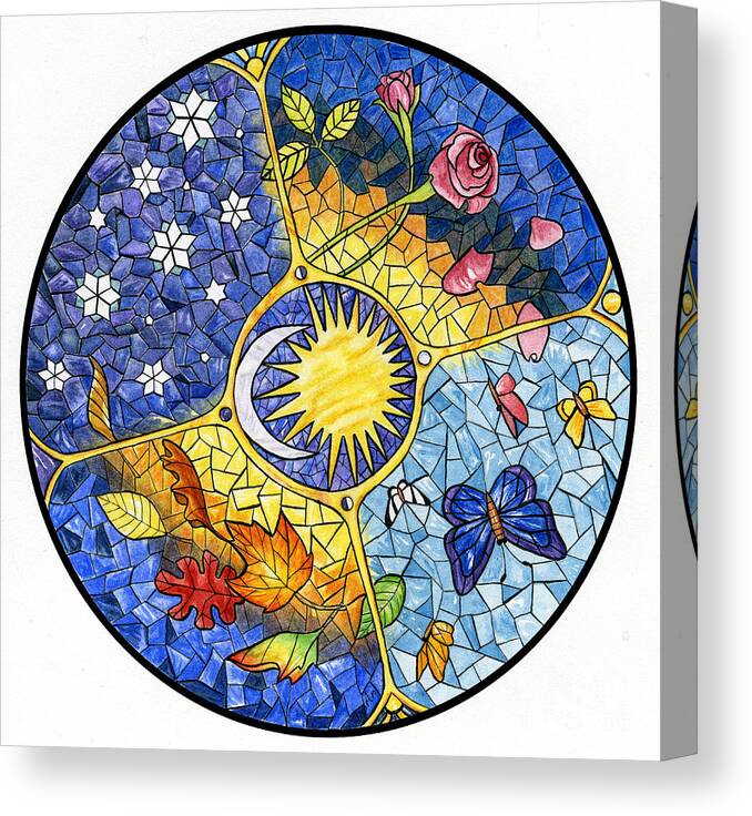 Seasons Canvas Print featuring the painting Wheel of the Year by Antony Galbraith