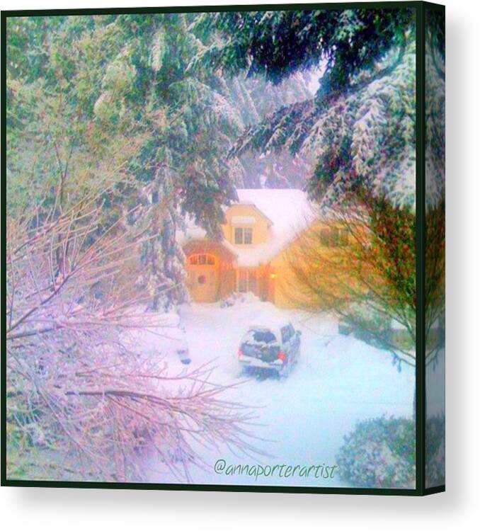 Snow Canvas Print featuring the photograph When The Snow Falls by Anna Porter