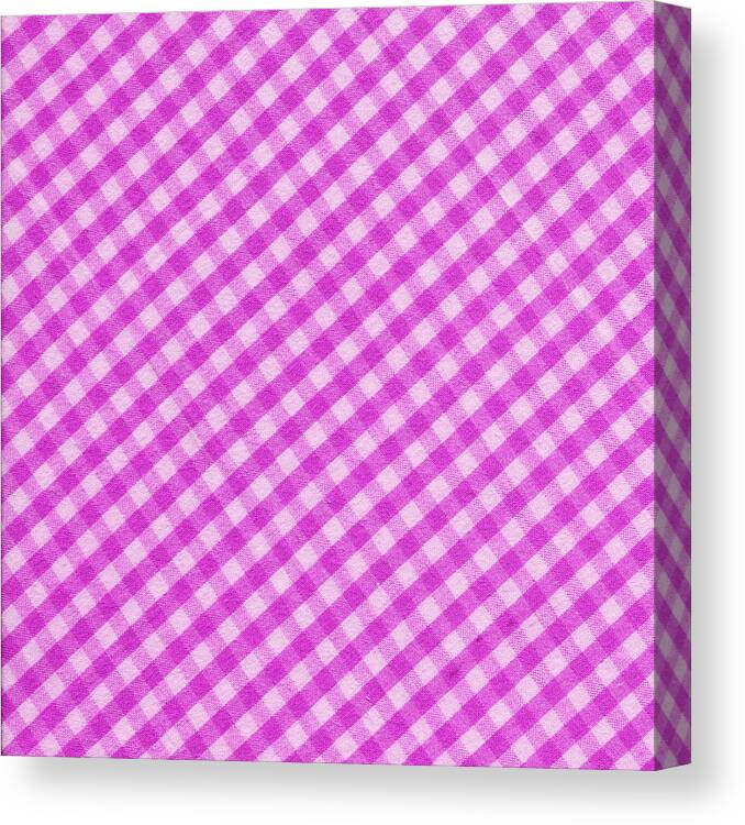 White Canvas Print featuring the photograph White and Pink Checkered Fabric Background by Keith Webber Jr