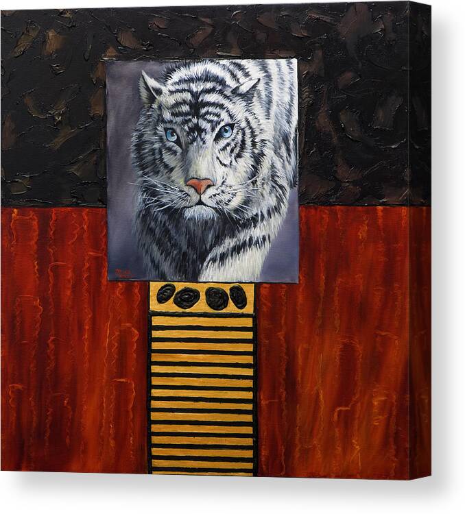 Animal Canvas Print featuring the painting White Tiger by Darice Machel McGuire