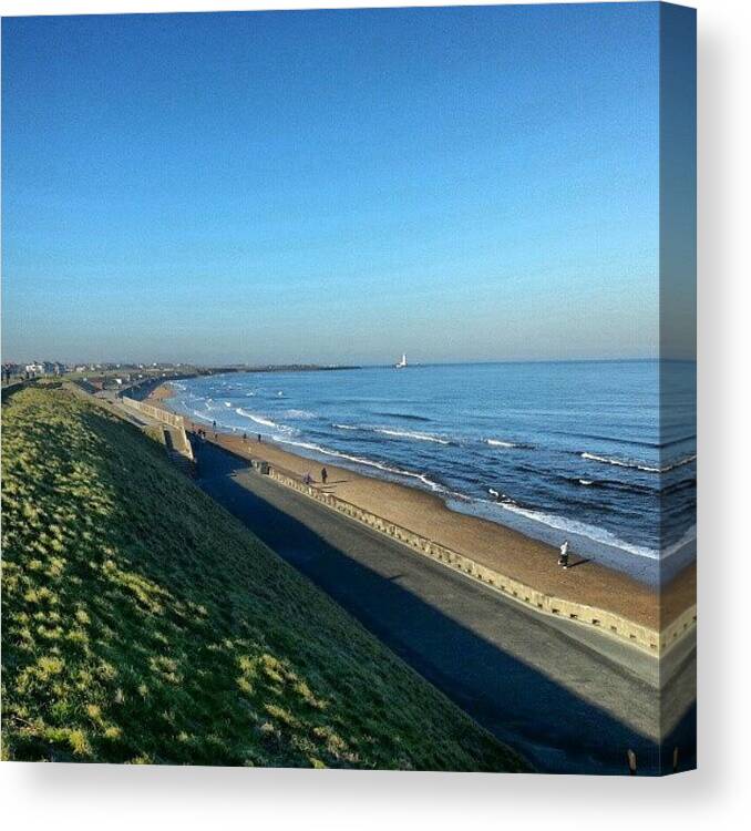 Surf Canvas Print featuring the photograph Whitley Seaside by Michael Henderson