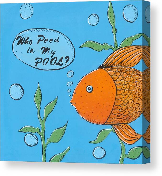 Orange Fish Canvas Print featuring the painting Who Peed In My Pool by Gerry High
