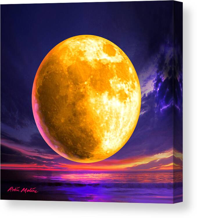 Full Moon Canvas Print featuring the digital art Whole of the Moon by Robin Moline