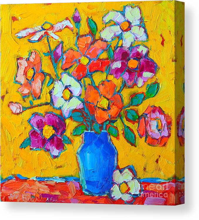 Roses Canvas Print featuring the painting Wild Colorful Roses by Ana Maria Edulescu