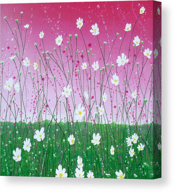 Abstract Canvas Print featuring the painting Wild Daisy Field by Herb Dickinson