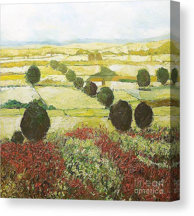 Landscape Canvas Print featuring the painting Wildflower Valley by Allan P Friedlander