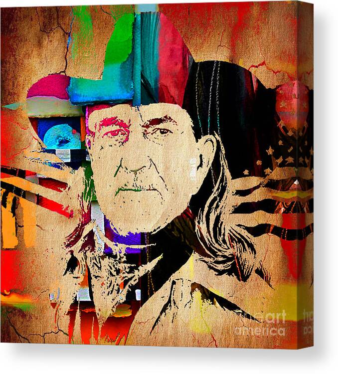 Willie Nelson Canvas Print featuring the mixed media Willie Nelson Collection by Marvin Blaine