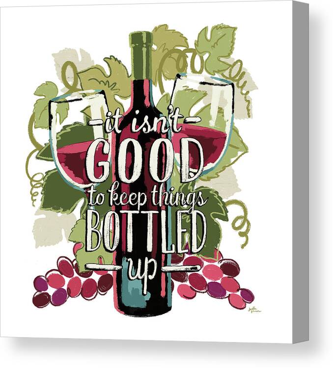 Alcohol Canvas Print featuring the painting Wine And Friends IIi On White by Janelle Penner